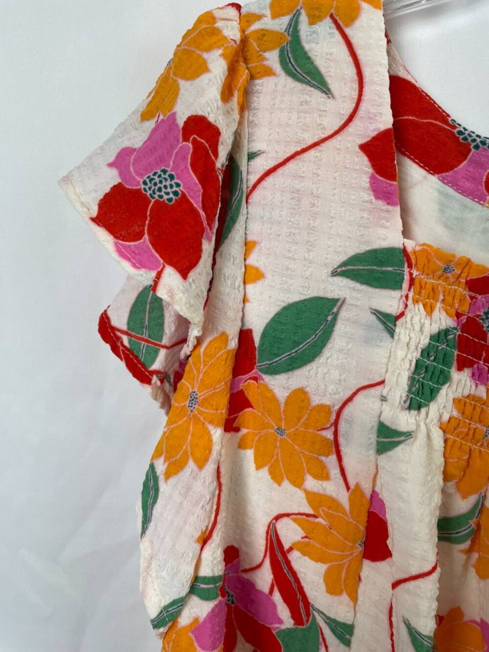 Draper James Flowy Top Vibrant Floral Pattern Flutter Sleeves Square Neck XXL - Picture 4 of 11